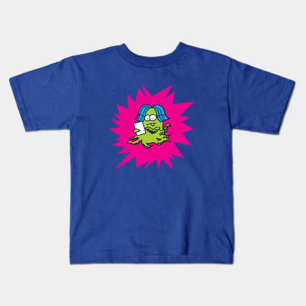 MONSTER WORKING ON IPAD TABLET Kids T-Shirt by CliffordHayes